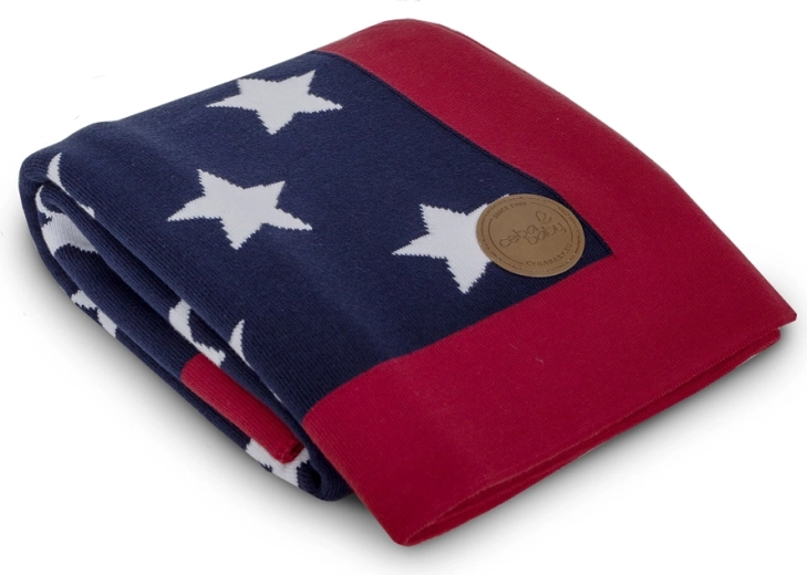 Coperta lavorata a maglia Ceba baby in confezione regalo, stelle blu 90 × 90 cm