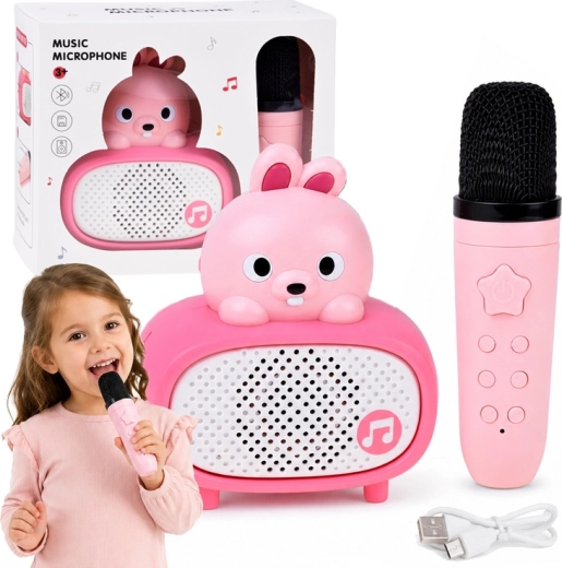 Karaoke interattivo per bambini con microfono Bluetooth e altoparlante con coniglietto