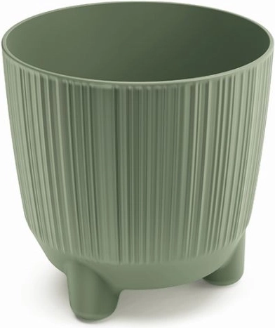 Vaso con piedini in plastica resistente – verde terroso, 12,6 cm