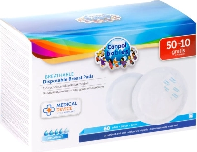 Canpol babies coppette assorbilatte sagomate e traspiranti 3D, 60 pz (50 + 10 gratis)