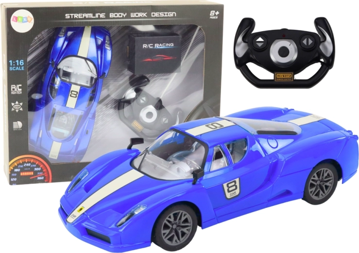 Auto sportivo RC 1:16, blu