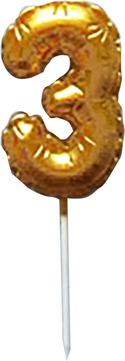 Candela per torta numero 3 oro 6 cm