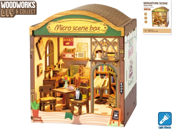 Kit di costruzione in legno Woodworks Libreria con illuminazione