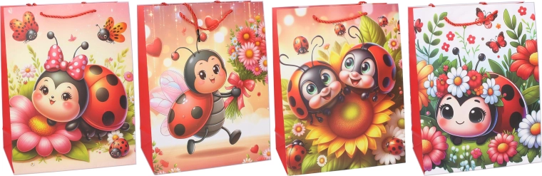 Borsa regalo per bambini M 26 × 32 × 10 cm – coccinella (più varianti)