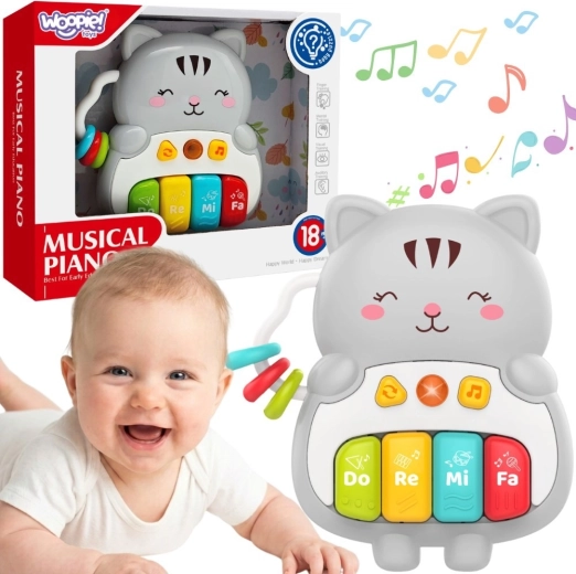 Pianoforte interattivo Woopie a forma di gattino con luci e suoni