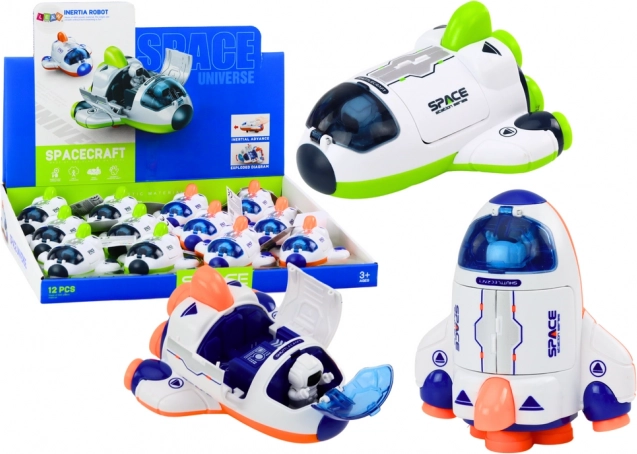 Piccolo razzo spaziale con cabina di pilotaggio mobile verde e arancione