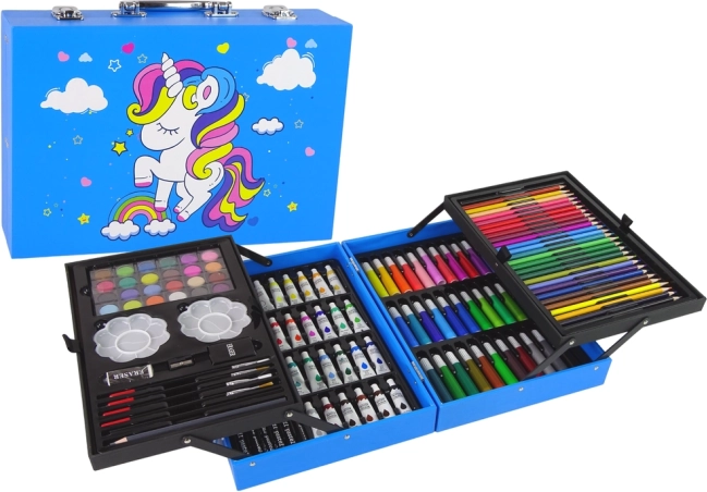 Grande set artistico in valigetta con 145 pezzi Unicorno