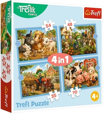 Puzzle 4 in 1 Passeggiata in famiglia