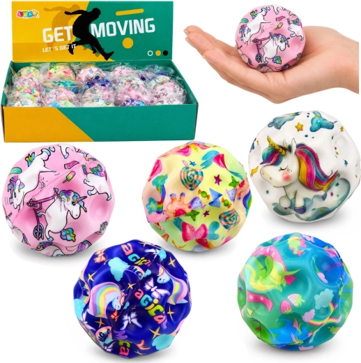 Pallina antistress in schiuma con fossette unicorni 7 cm - 1 pezzo