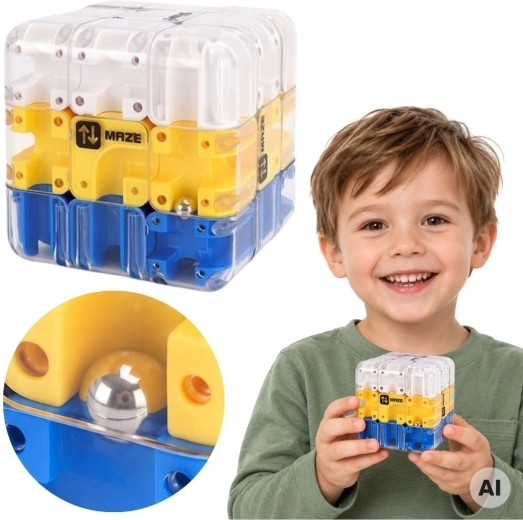 Woopie gioco di logica 3D labirinto con pallina cubo blu