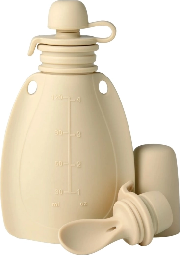 Sacca ricaricabile in silicone Mininor con cucchiaino Soft rabbit