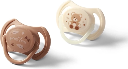 BabyOno succhietti in silicone simmetrici 0–6 mesi, set 2 pz (giorno e fosforescente)