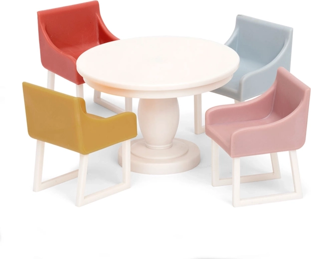 Set da pranzo per casa delle bambole Lundby Basic – tavolo rotondo e 4 sedie