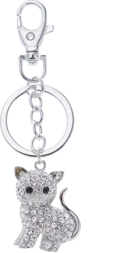 Portachiavi ciondolo gatta argento PINK