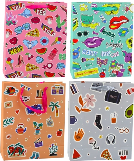 Borsa regalo con adesivi colorati 32 × 26 × 12 cm