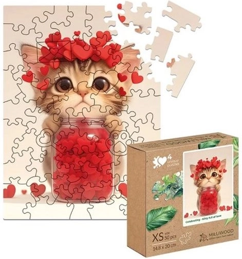 Puzzle in legno XS gattino pieno d’amore 50 pezzi