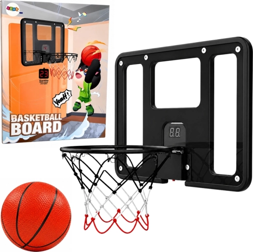 Mini canestro da basket sospeso con contatore elettronico dei punti, luci, suoni e pallone