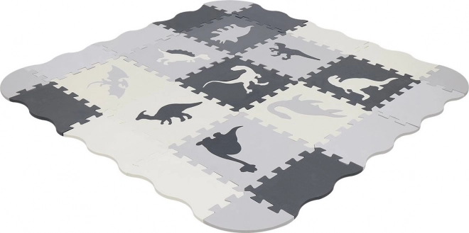 tappeto puzzle in gomma dinosauri grigio 28 × 28 cm
