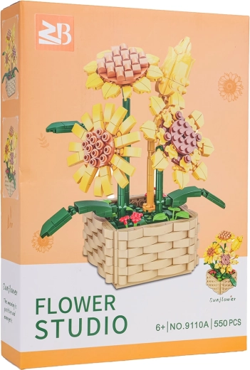 Kit da costruzione di un girasole in vaso, 550 pezzi