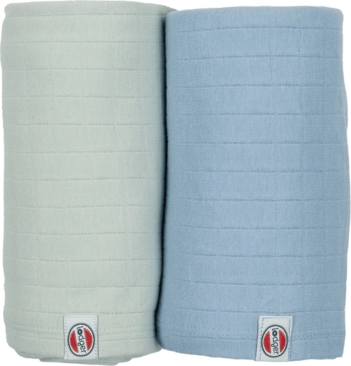 Lodger swaddler solid in cotone biologico 110 × 110 cm Peppermint/Blue fogg (2 pz)
