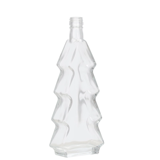 Bottiglia in vetro a forma di albero di Natale 500 ml con tappo dorato