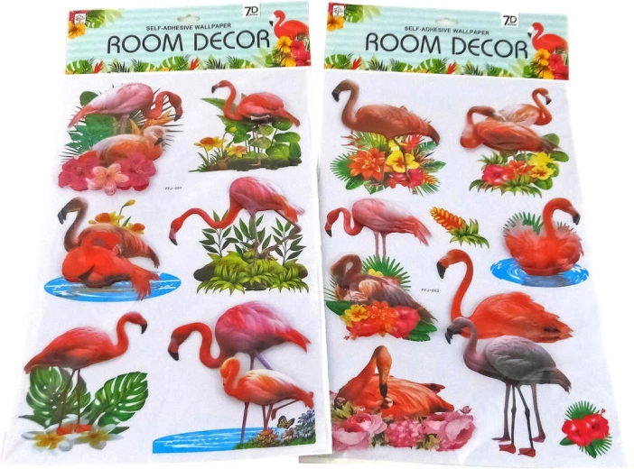 Adesivi murali 3D fenicotteri - 1 set