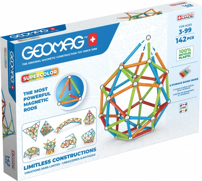 Geomag Supercolor set di costruzione 142 pezzi in plastica riciclata