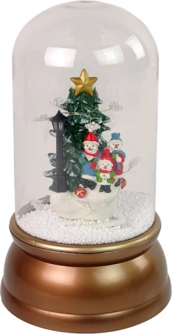 Decorazione natalizia in vetro con neve e pupazzi di neve, oro