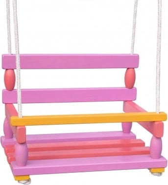 Altalena in legno per bambini 40 × 30 cm, portata 80 kg – Rosa