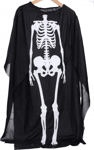 Mantello nero con motivo scheletro per bambini