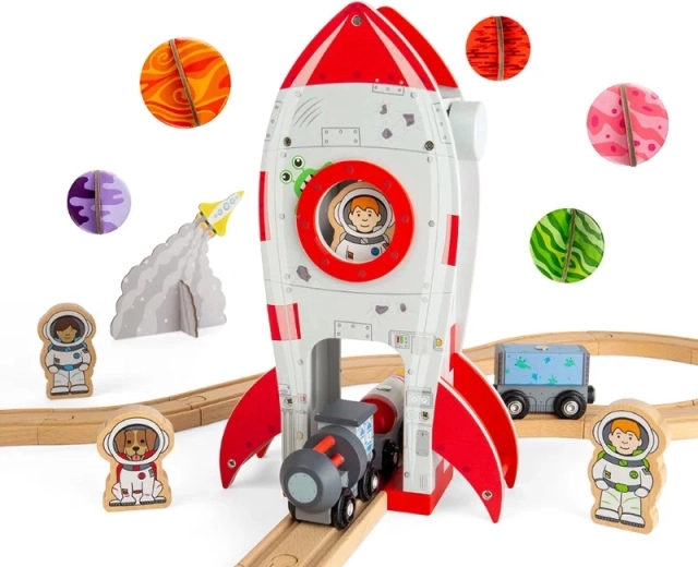 Bigjigs Rail razzo spaziale – tunnel in legno per ferrovie giocattolo