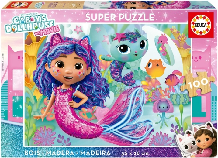 Puzzle in legno La casa delle bambole di Gabby, 100 pezzi