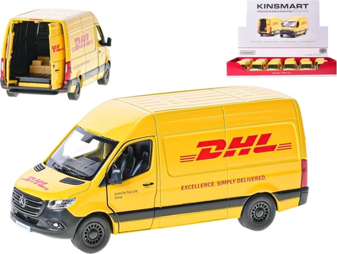 Modello in metallo del furgone Mercedes‑Benz Sprinter DHL 1:48 Kinsmart