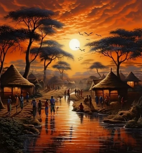 Pittura diamantata tramonto in Africa 30 × 40 cm