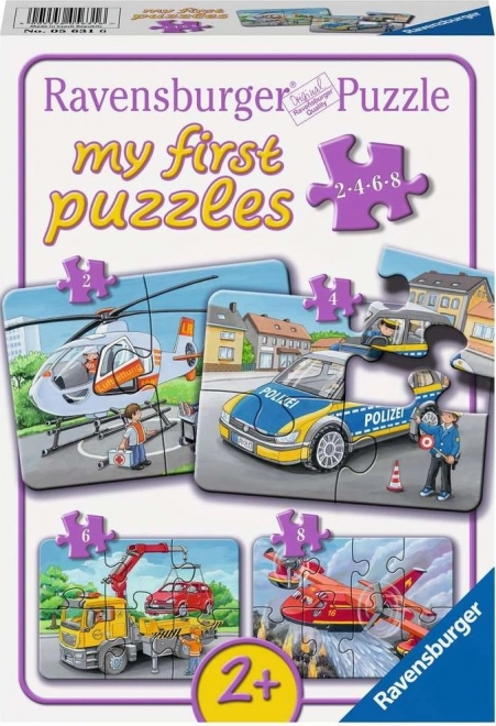 RAVENSBURGER I miei primi puzzle Veicoli di soccorso 4in1 (2,4,6,8 pezzi)