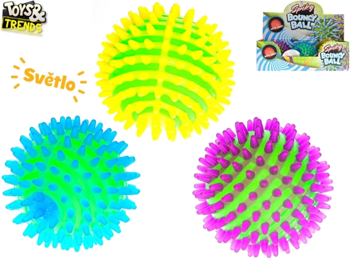Pallina rimbalzante luminosa con morbide puntine 9 cm