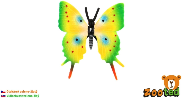 Farfalla tropicale in plastica Papilio verde-gialla, 5,5 cm