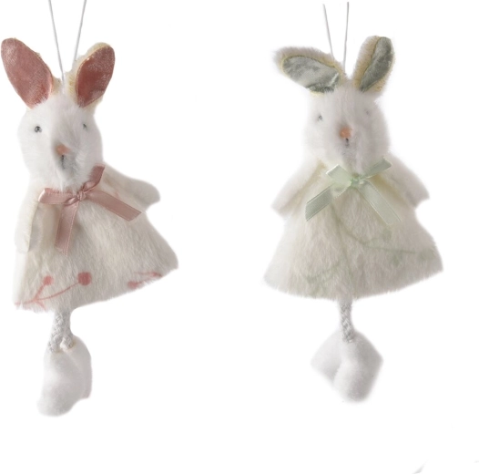 Coniglio decorativo in poliestere 15 cm – verde o rosa
