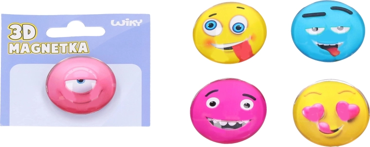 Magnete rotondo in vetro con faccina 4 cm – mix di colori e smiley