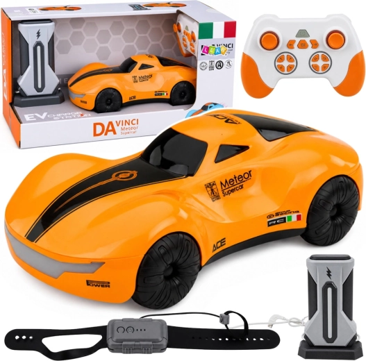 Auto RC moderno telecomandato con controllo gestuale, luci LED ed effetto fumo 1:16 - 1 pezzo