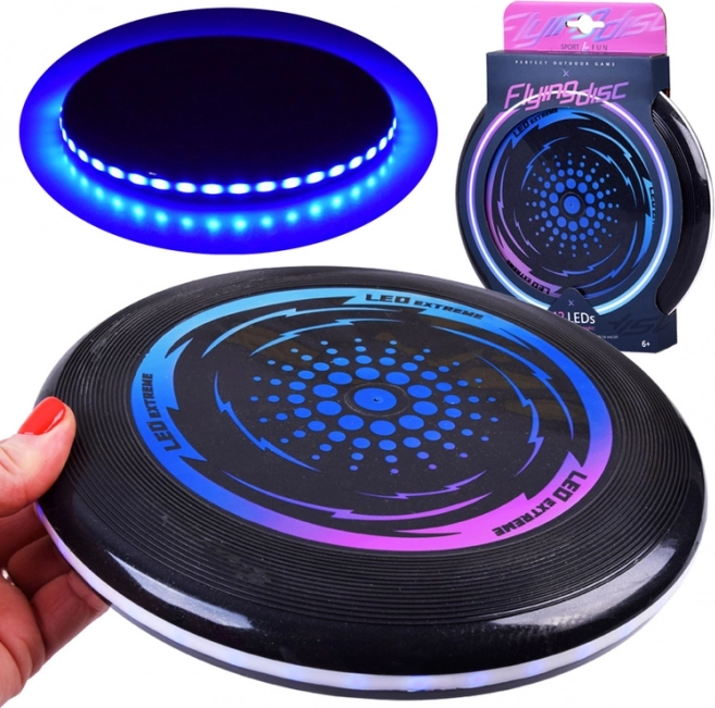 Disco frisbee LED luminoso 23 cm per il divertimento notturno