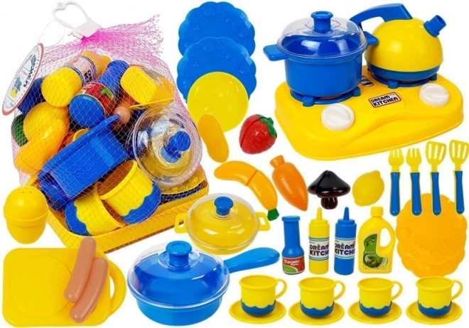 cucina giocattolo in plastica per bambini piccolo cuoco – set di stoviglie e alimenti