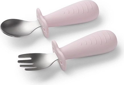 BabyOno posate per bambini con barriera rosa 12 m+