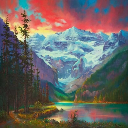 Pittura diamantata Tramonto in montagna 30 × 40 cm
