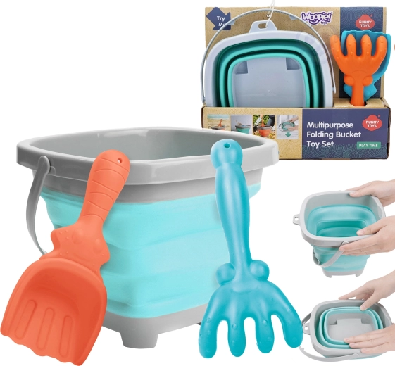 Secchio pieghevole in silicone con rastrello e paletta WOOPIE 5 l