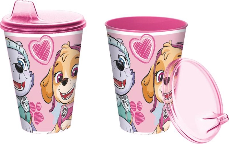 Bicchiere in plastica con beccuccio PAW PATROL 430 ml rosa