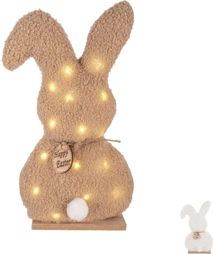 Coniglietto LED pasquale su base in legno 31 cm