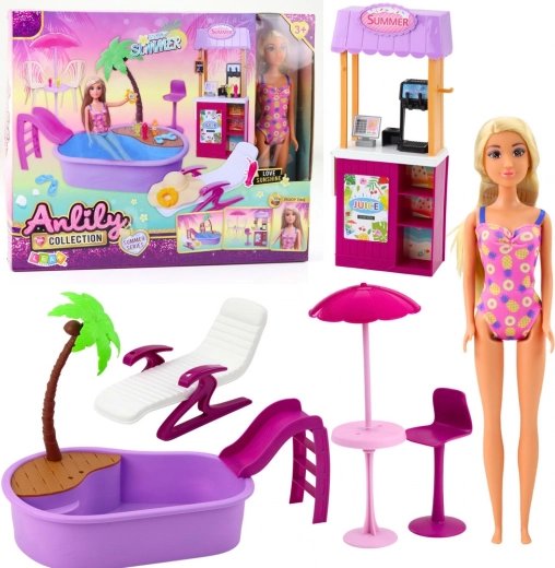 Bambola ANLILY in spiaggia con piscina e chiosco bevande