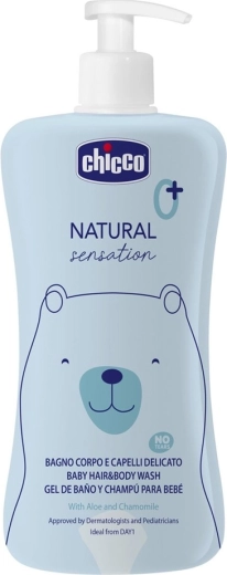 Gel doccia Chicco 2-in-1 per corpo e capelli con aloe e camomilla Natural Sensation 500 ml
