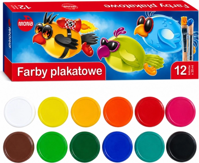 Colori a tempera scolastici MONA 12 colori 20 ml